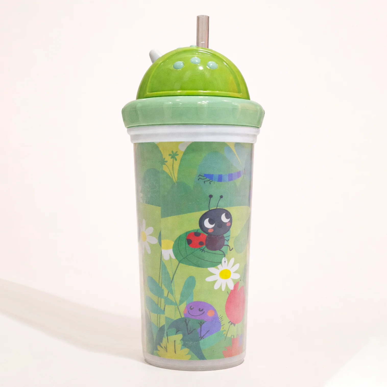 Kids Straw Water Bottle Green 260Ml - Sunshine