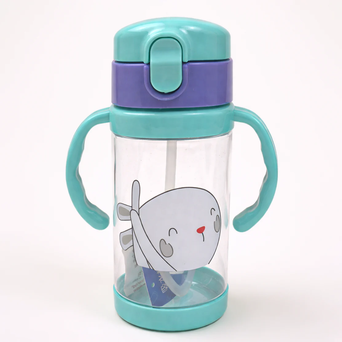 Kids Straw Water Bottle Green & Purple 400Ml - Sunshine