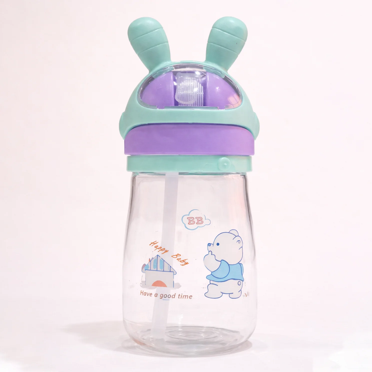 Kids Straw Water Bottle Happy Green - Sunshine
