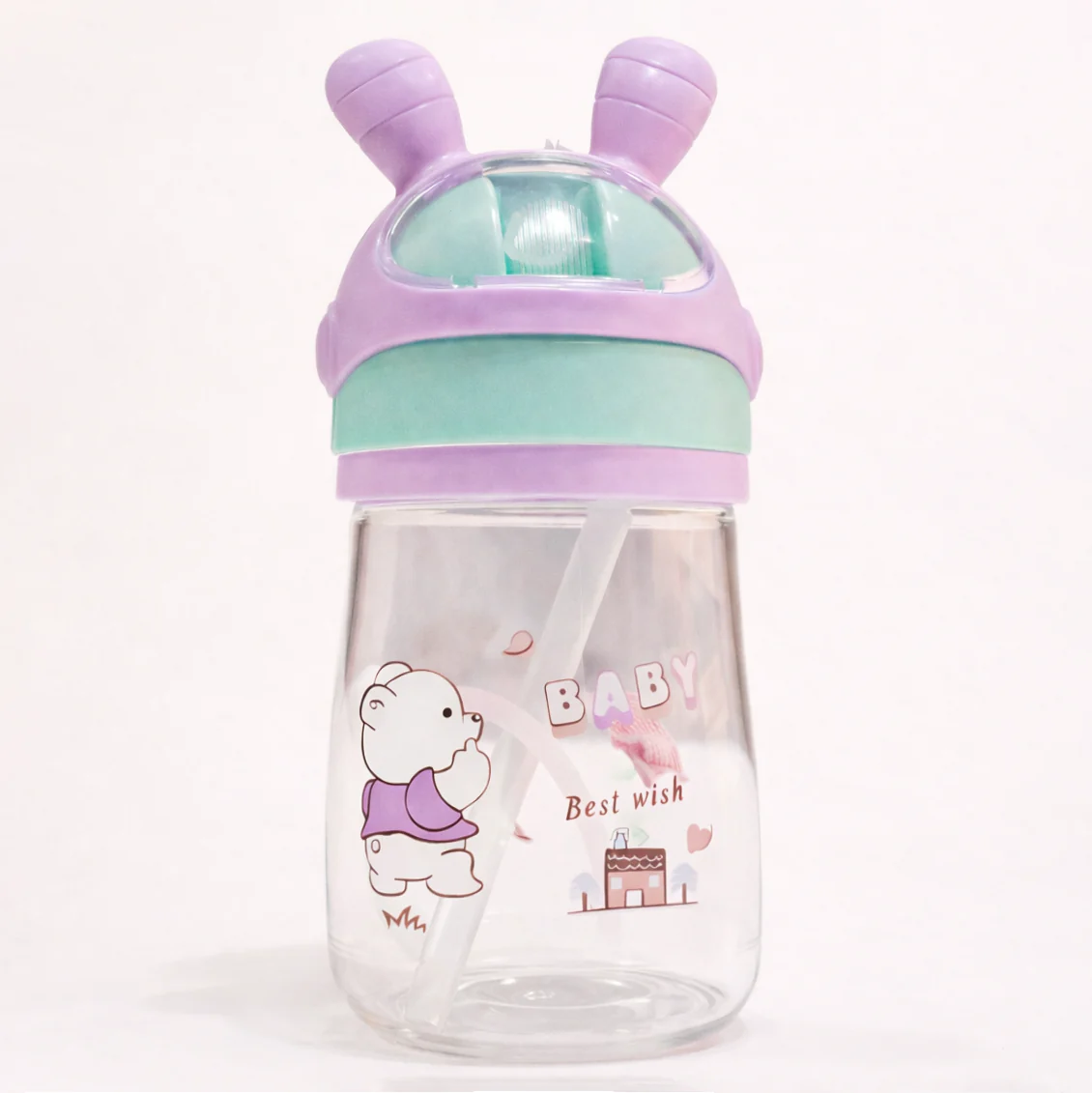 Kids Straw Water Bottle Happy Pink - Sunshine
