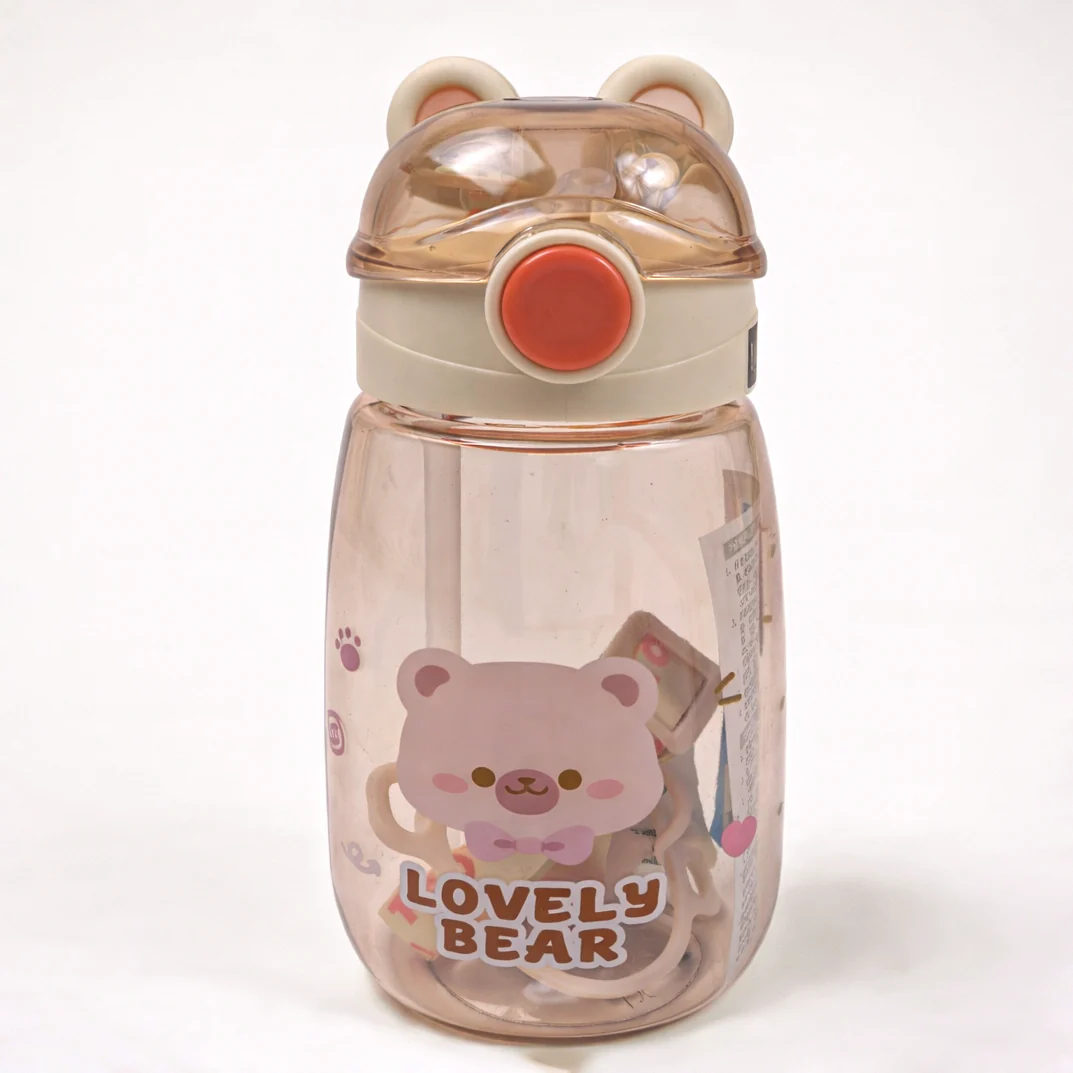 Kids Straw Water Bottle Lovely Bear Orange 680Ml - Sunshine