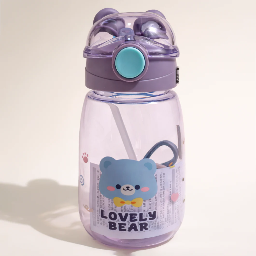 Kids Straw Water Bottle Lovely Bear Purple - Sunshine