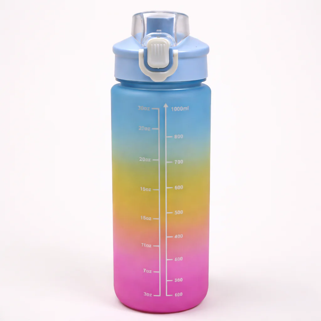 Kids Straw Water Bottle Multi Blue 1000Ml - Sunshine