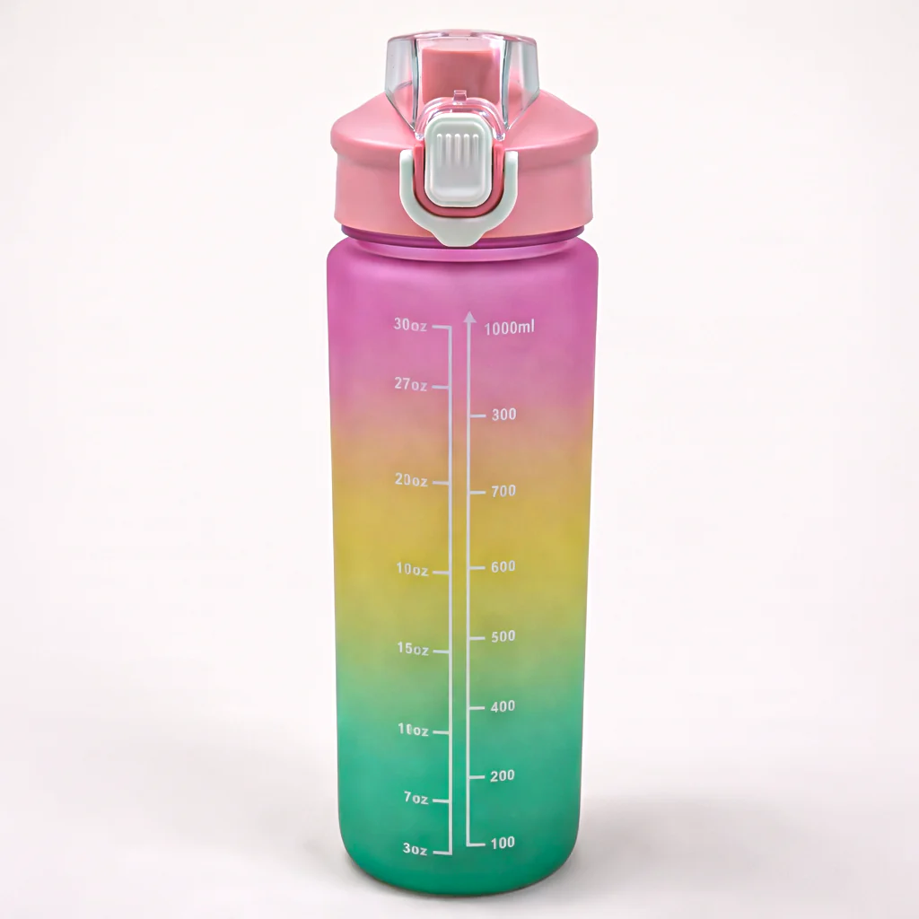 Kids Straw Water Bottle Multi Pink 1000Ml - Sunshine