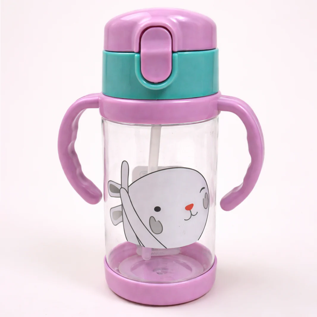 Kids Straw Water Bottle Pink & Sea Blue 400Ml - Sunshine