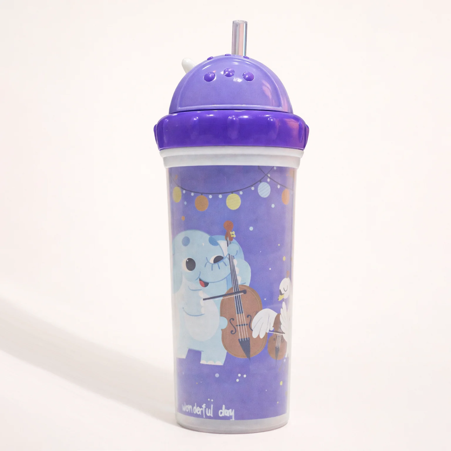 Kids Straw Water Bottle Purple 260Ml - Sunshine