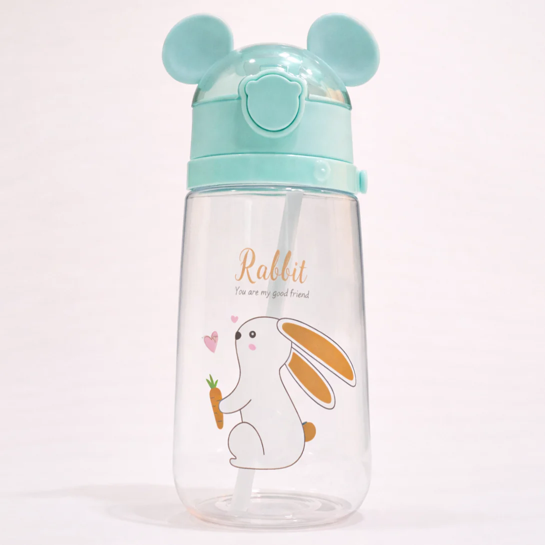 Kids Straw Water Bottle Rabbit Green 580Ml - Sunshine