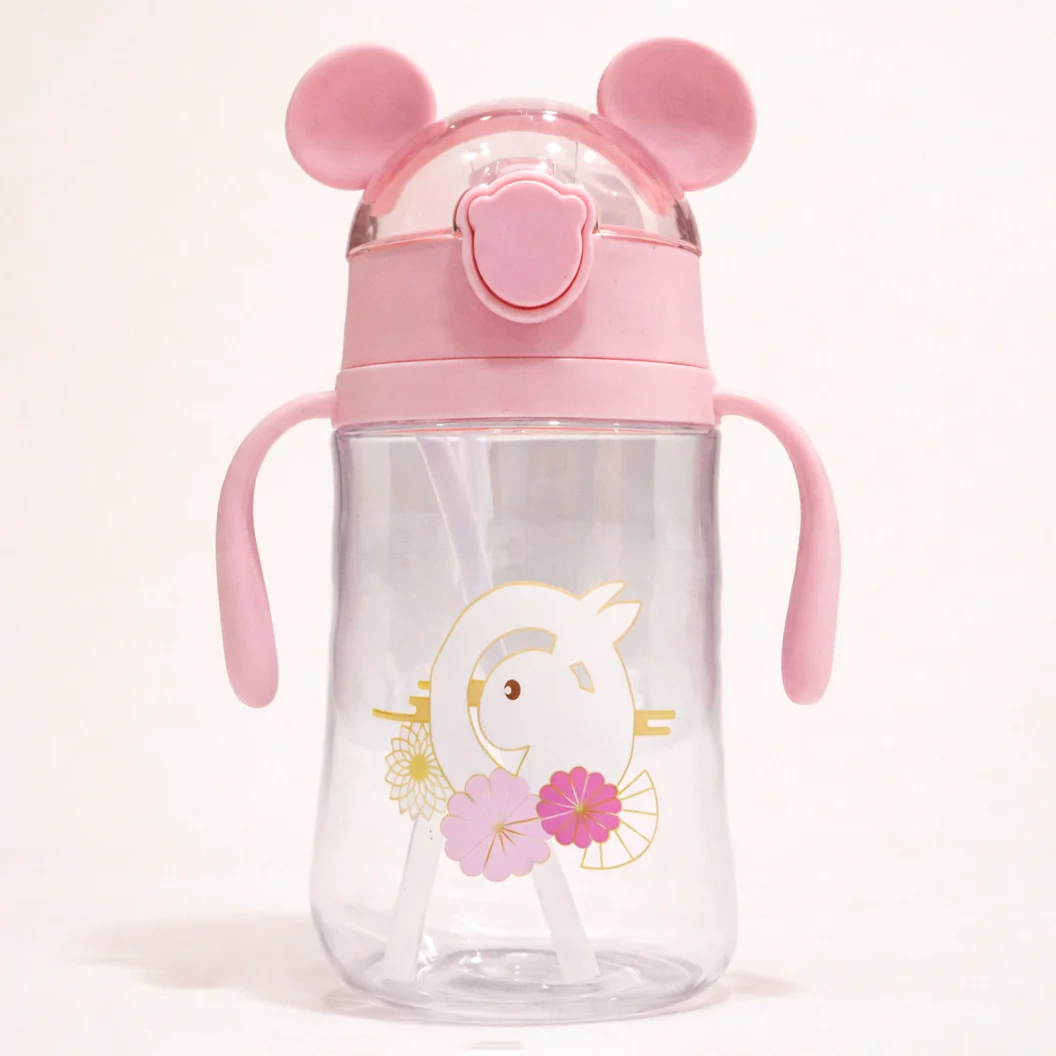 Kids Straw Water Bottle Rabbit Pink - Sunshine