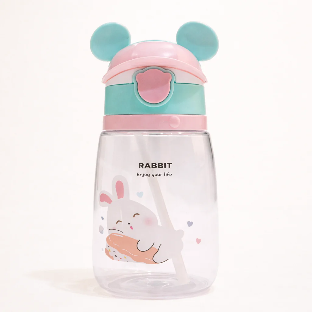Kids Straw Water Bottle Rabbit Pink - Sunshine