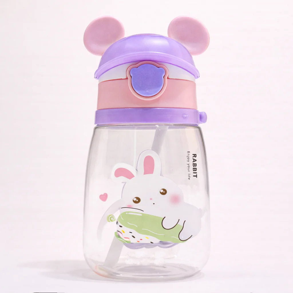 Kids Straw Water Bottle Rabbit Purple - Sunshine
