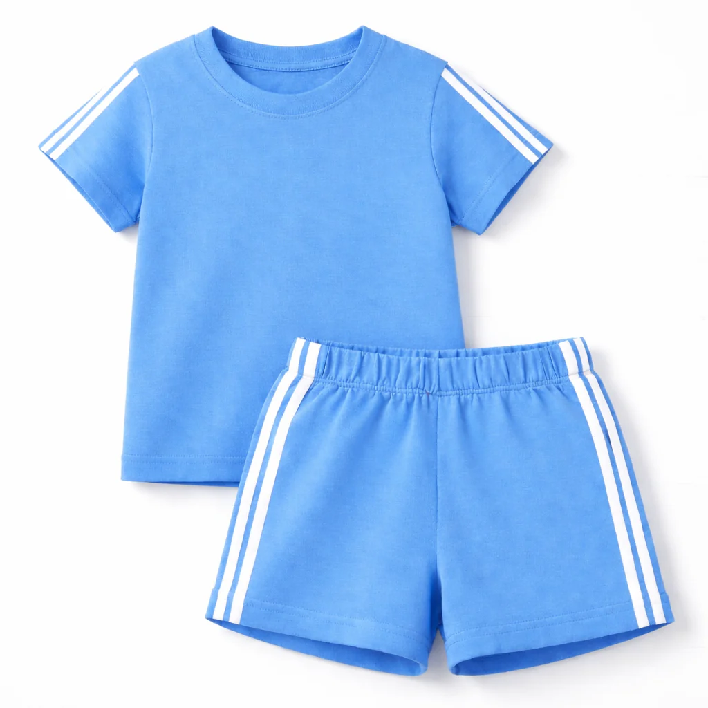 Kids Stripe T-Shirt & Short Set Blue - Mini Charm