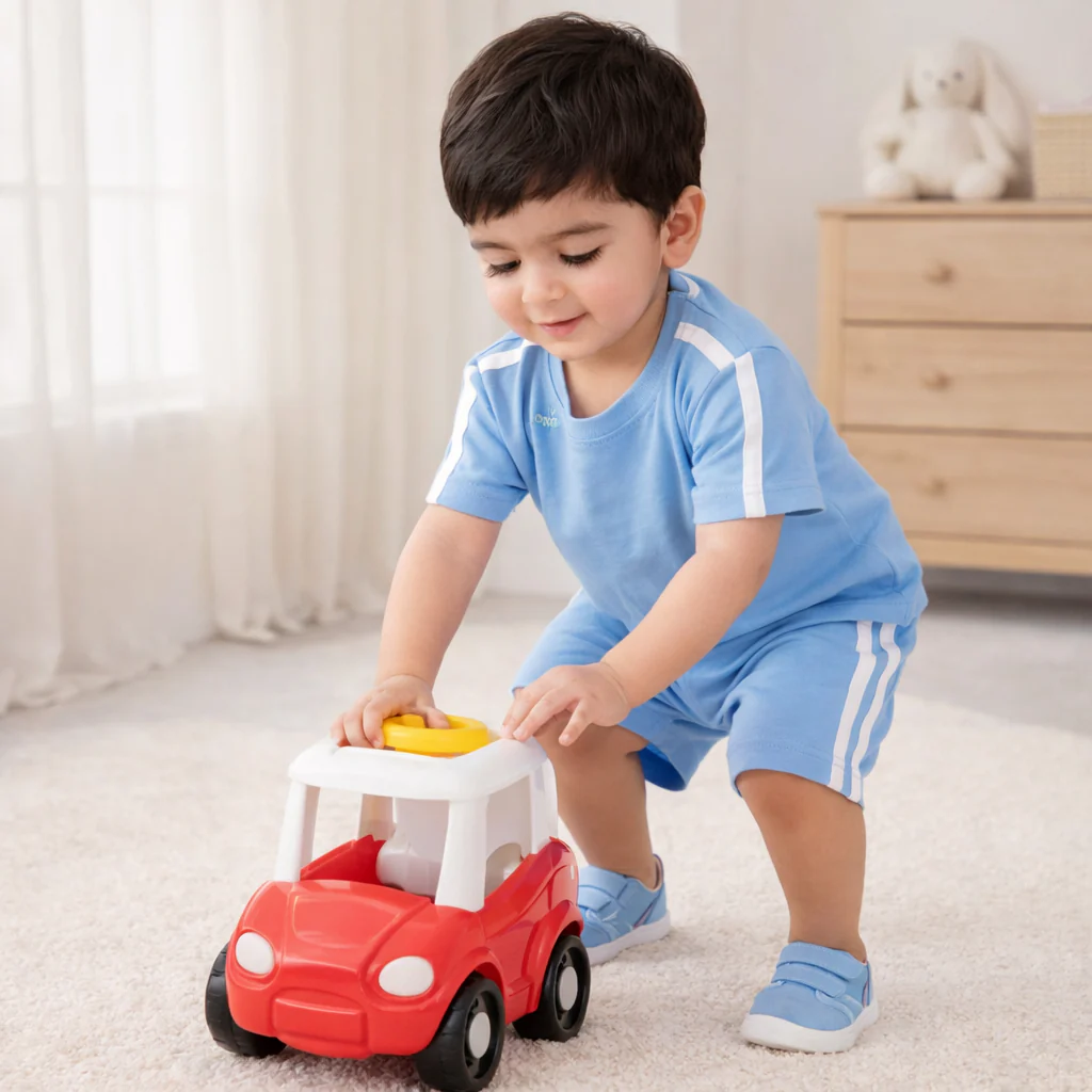 Kids Stripe T-Shirt & Short Set Blue - Mini Charm - Image 3