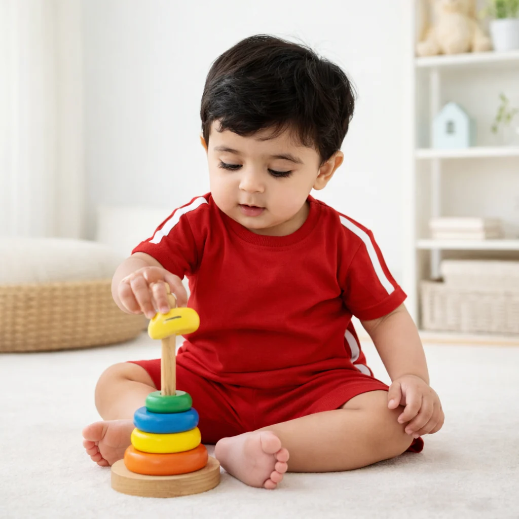 Kids Stripe T-Shirt & Short Set Red - Mini Charm - Image 2