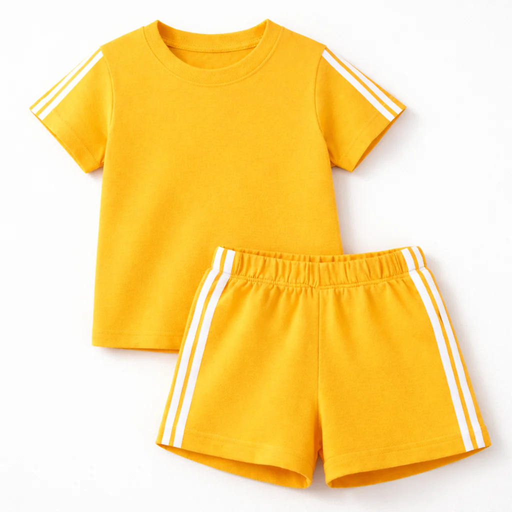 Kids Stripe T-Shirt & Short Set Yellow - Mini Charm