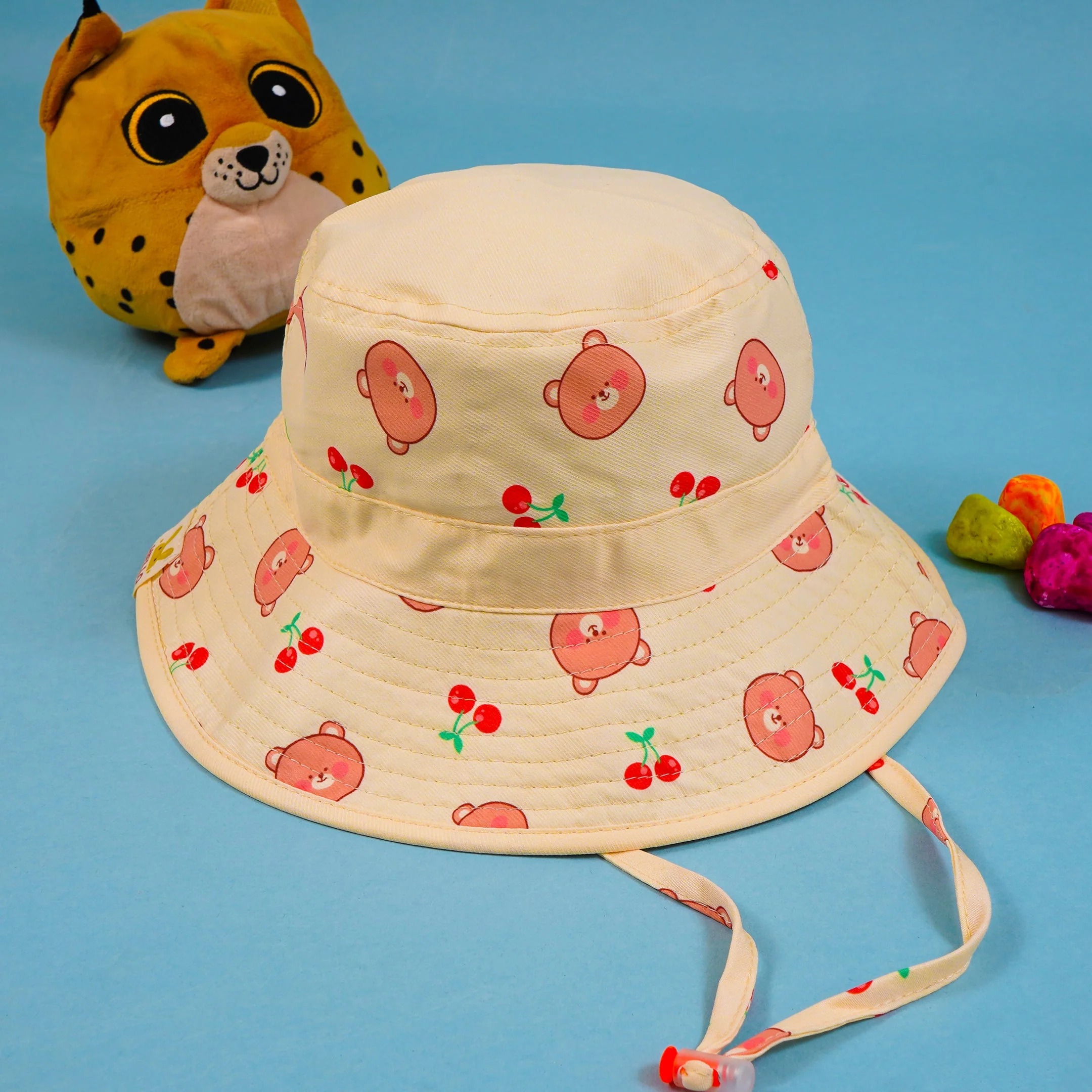 Kids Summer Hat Bear & Cherry Yellow - Sunshine