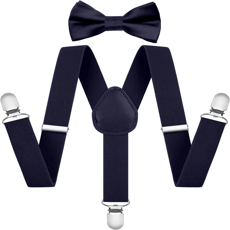 Kids Suspenders With Bow Navy Blue - Sunshine - Image 3