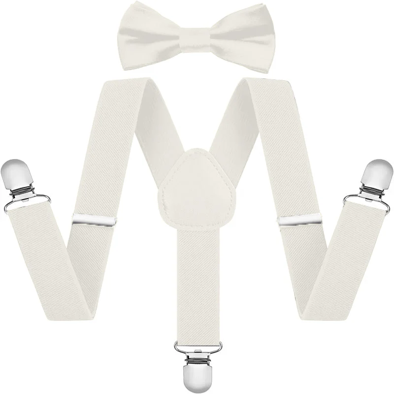 Kids Suspenders With Bow White - Sunshine - Image 3
