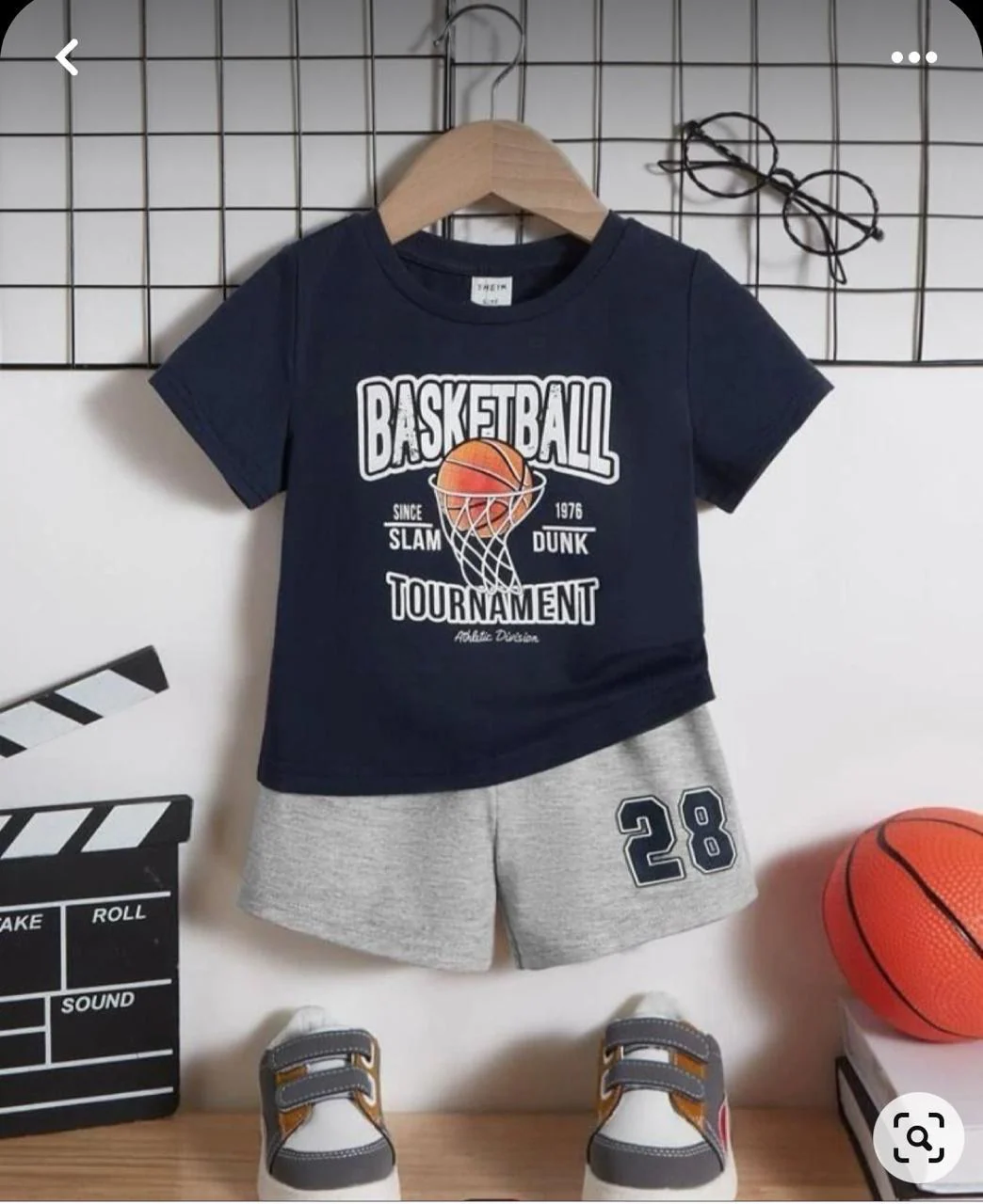 Kids T-Shirt & Short Set Basketball Navy Blue - Mini Charm