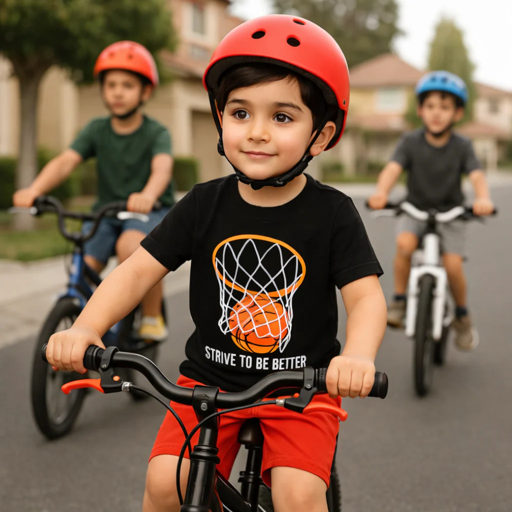 Kids T-Shirt & Short Set Basketball Orange & Black WC - Mini Charm - Image 4