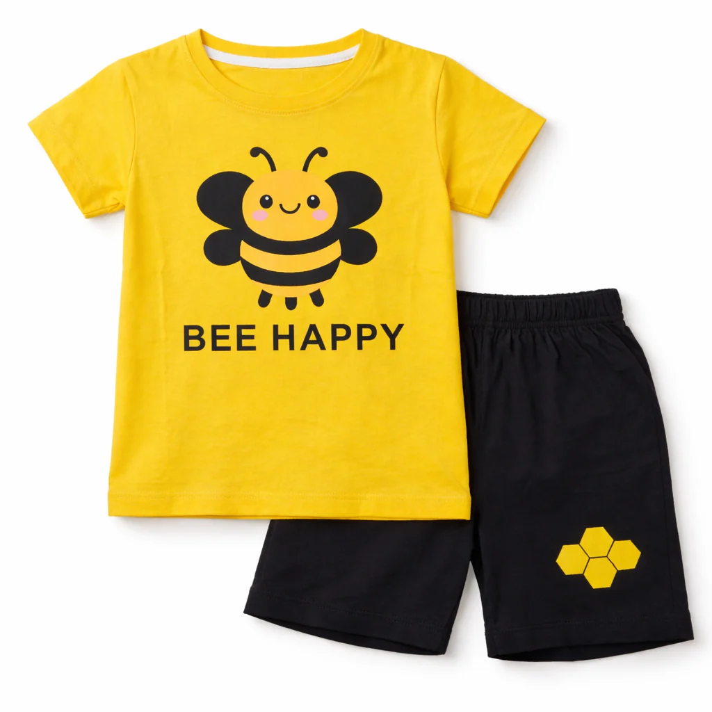 Kids T-Shirt & Short Set Bee Yellow - Mini Charm