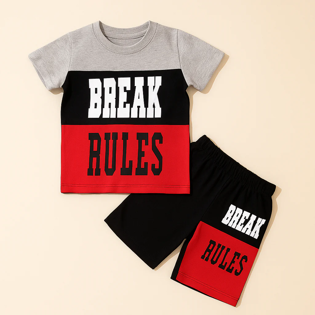 Kids T-Shirt & Short Set Break Rules - Sunshine