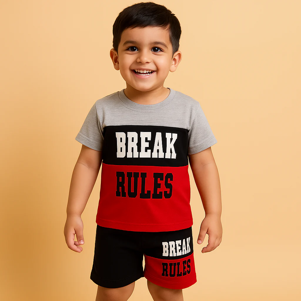 Kids T-Shirt & Short Set Break Rules - Sunshine - Image 9