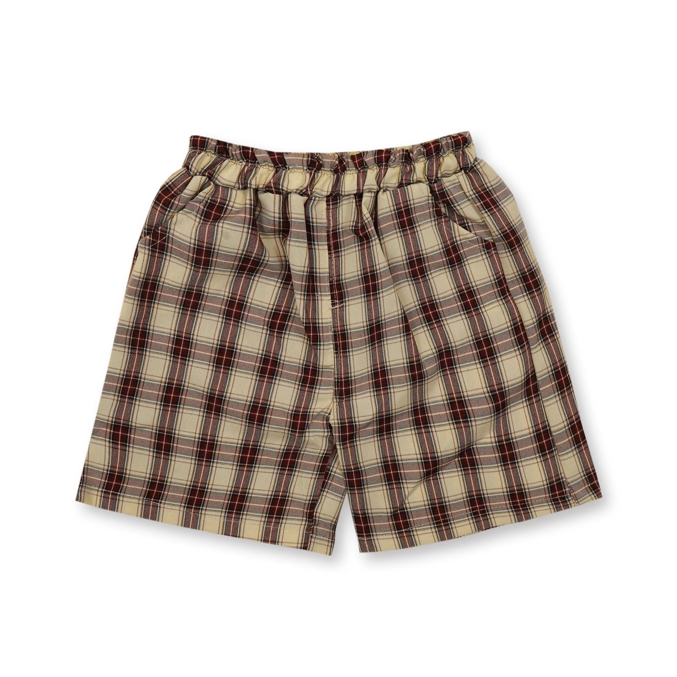 Kids T-Shirt & Short Set Check Maroon - Sunshine - Image 4
