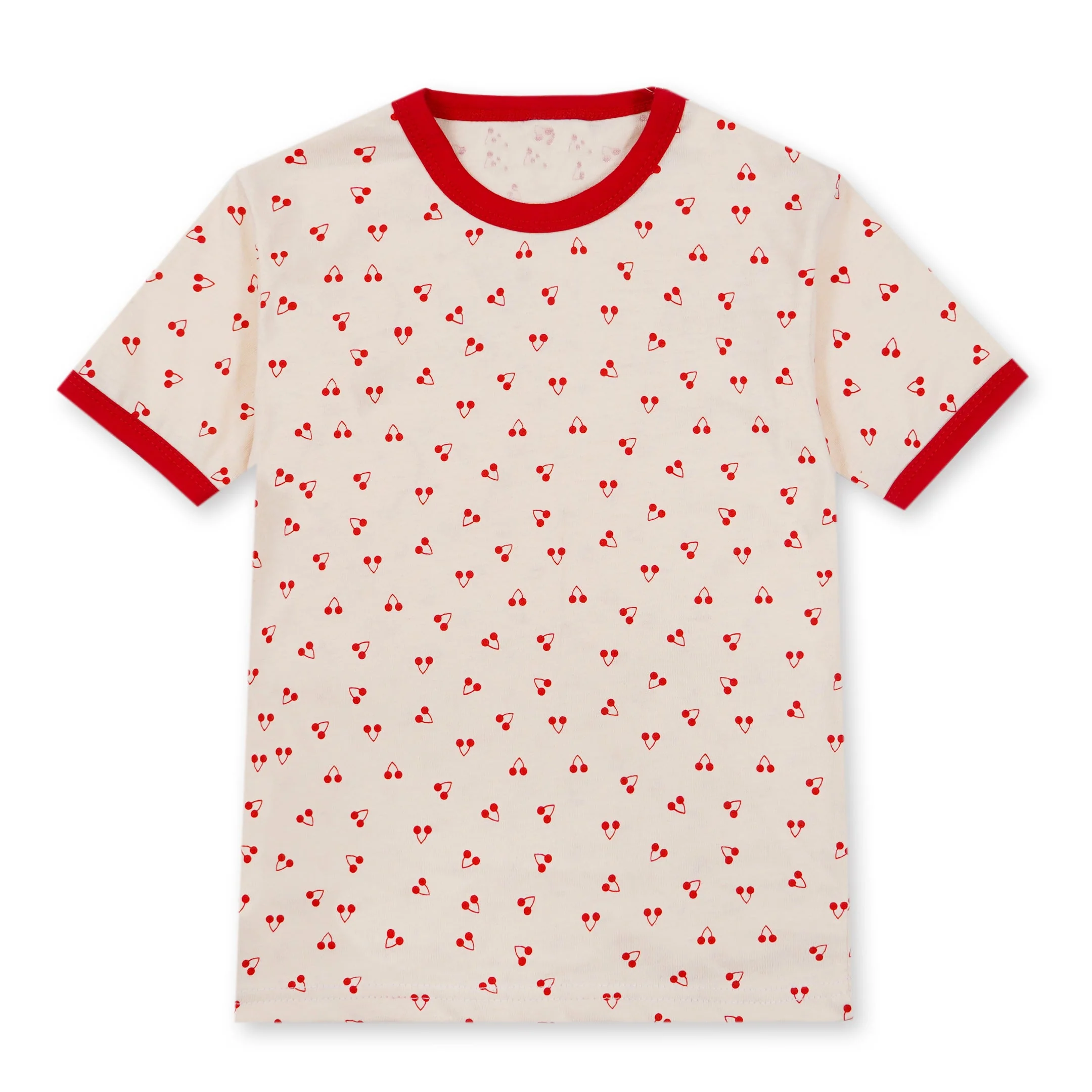 Kids T-Shirt & Short Set Cherry Beige & Red - Mini Charm - Image 7