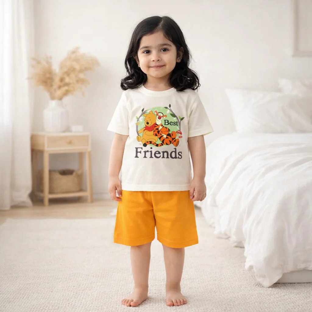 Kids T-Shirt & Short Set Friends White - Mini Charm - Image 2