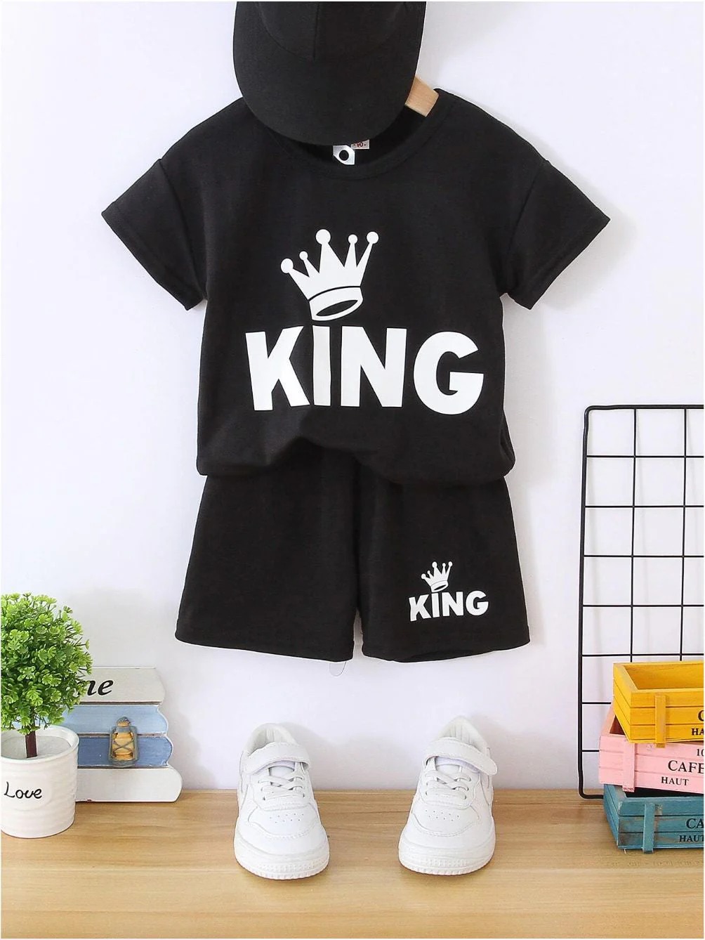 Kids T-Shirt & Short Set King Black - Mini Charm