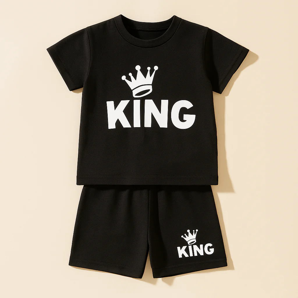 Kids T-Shirt & Short Set King Black - Mini Charm - Image 3