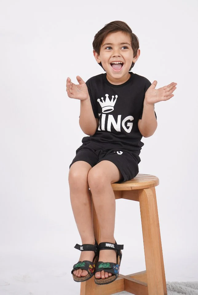 Kids T-Shirt & Short Set King Black - Mini Charm - Image 6