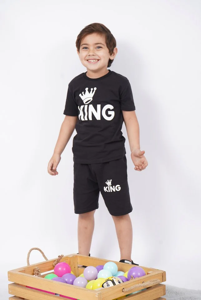Kids T-Shirt & Short Set King Black - Mini Charm - Image 7