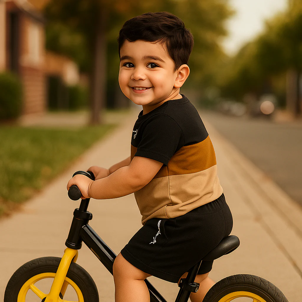 Kids T-Shirt & Short Set King Brown & Navy Blue - Sunshine - Image 3