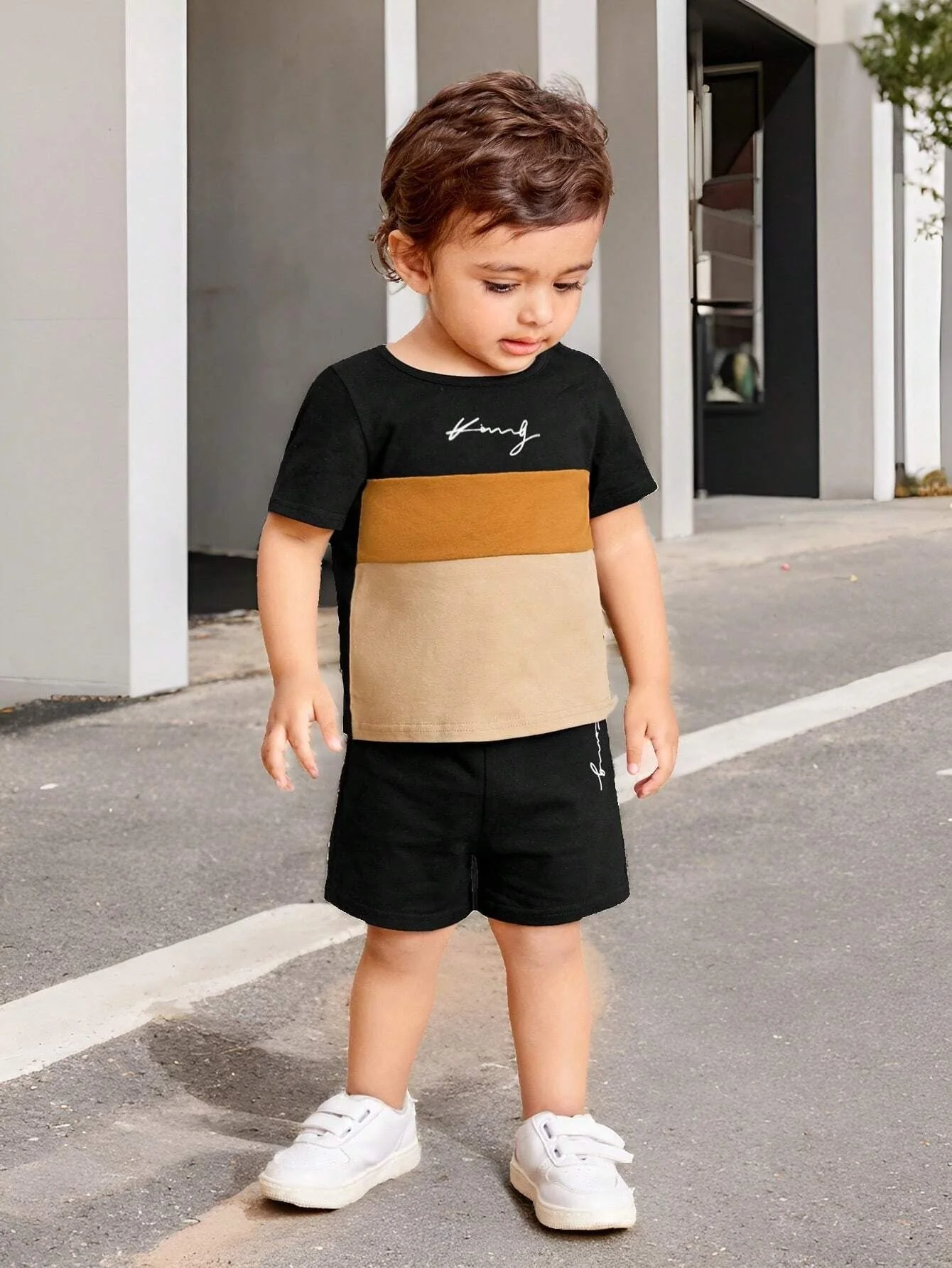 Kids T-Shirt & Short Set King Brown & Navy Blue - Sunshine - Image 9