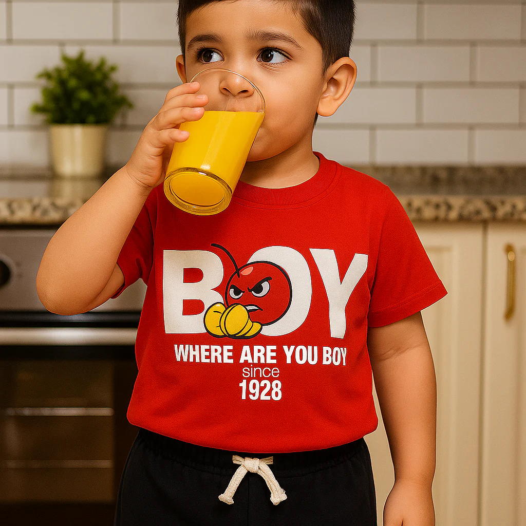 Kids T-Shirt & Short Set Printed Boy Red - Sunshine - Image 3