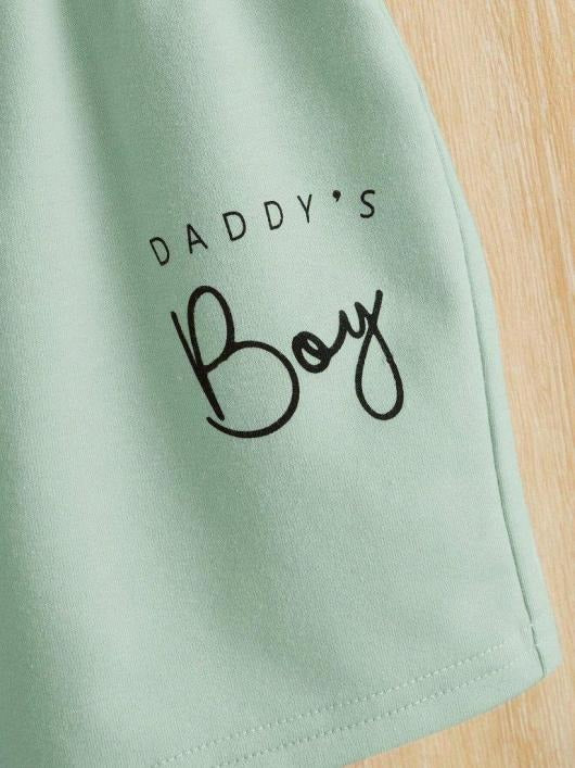 Kids T-Shirt & Short Set Printed Daddys Boy Sea Green - Sunshine - Image 7