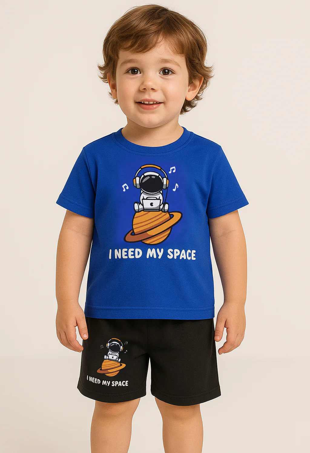Kids T-Shirt & Short Set Printed I Need My Space Blue - Sunshine - Image 8