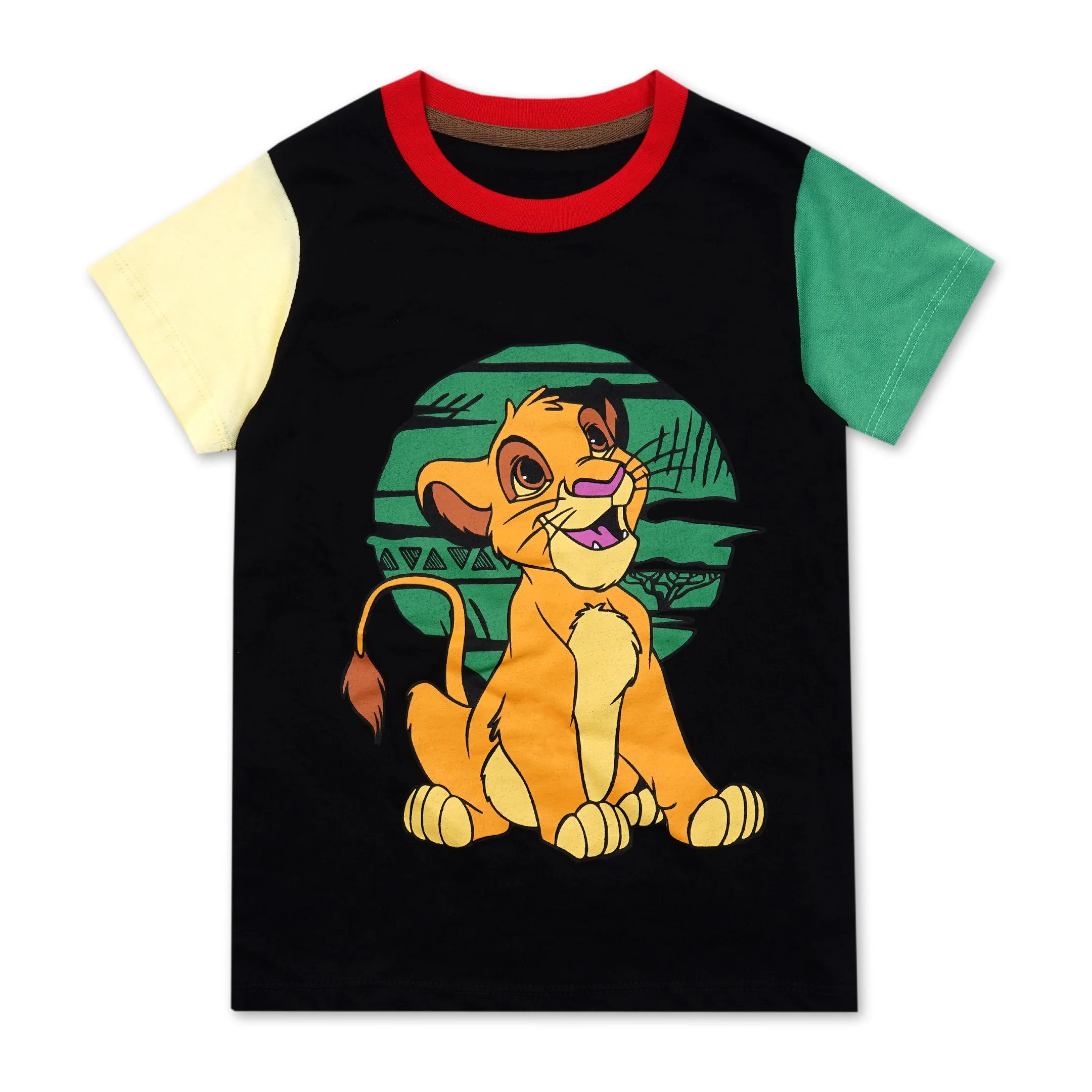 Kids T-Shirt & Short Set Printed Lion Black - Sunshine - Image 5