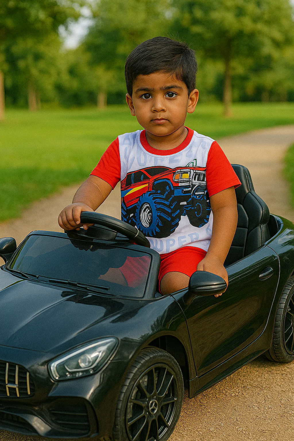 Kids T-Shirt & Short Set Printed Monster Truck Red - Sunshine - Image 2