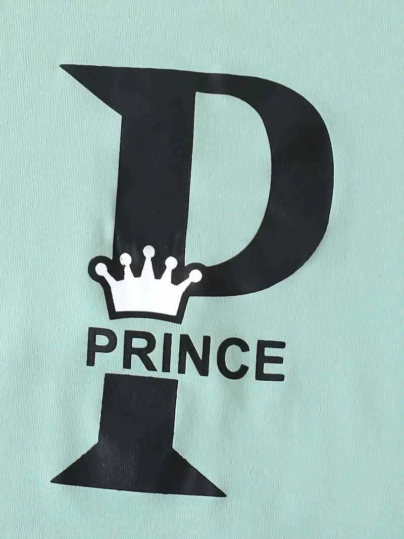 Kids T-Shirt & Short Set Printed Prince Black & Sea Green - Sunshine - Image 7