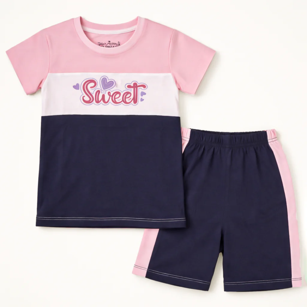 Kids T-Shirt & Short Set Sweet Pink - Mini Charm
