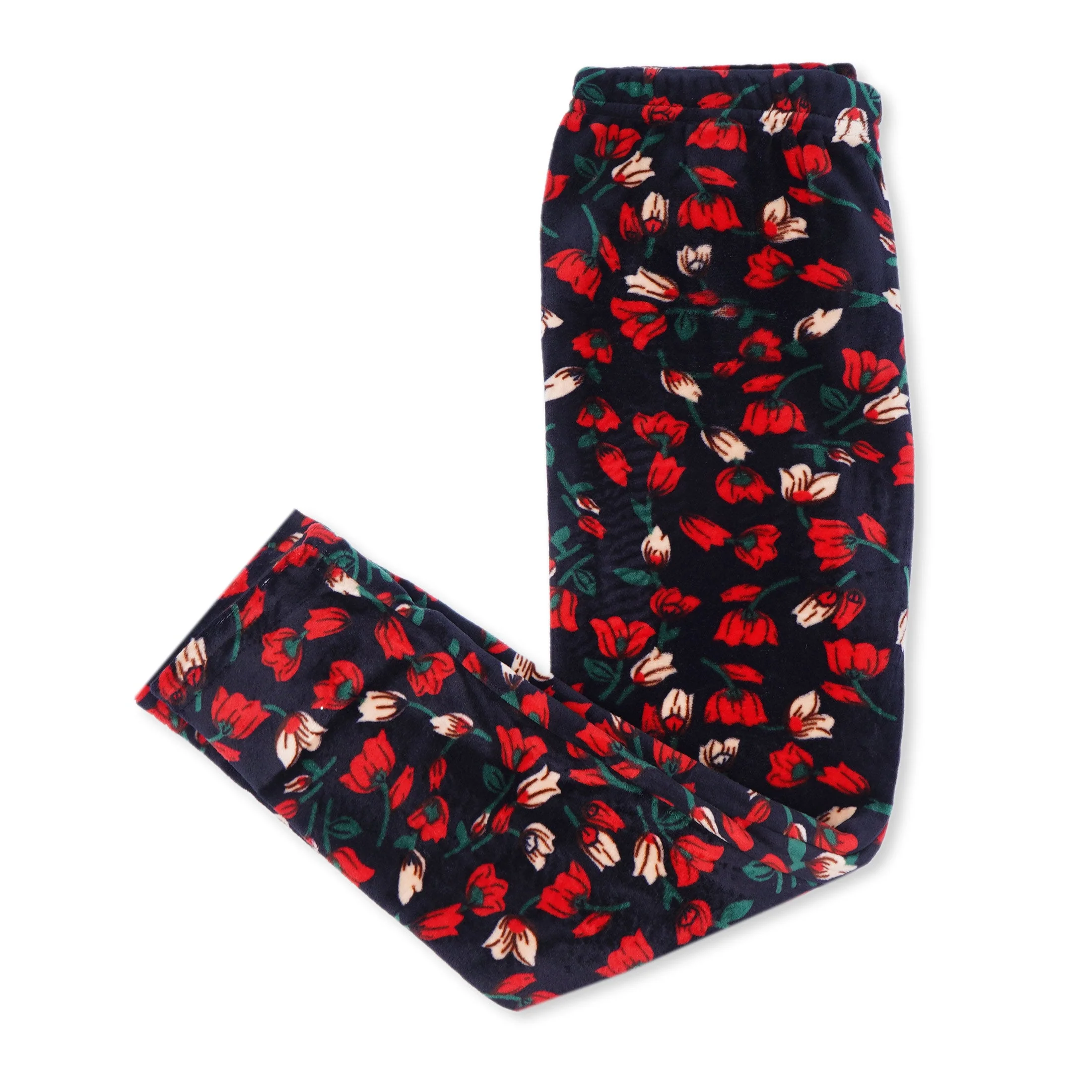 Kids Velvet Tights Black & Red Flowers - Sunshine - Image 4