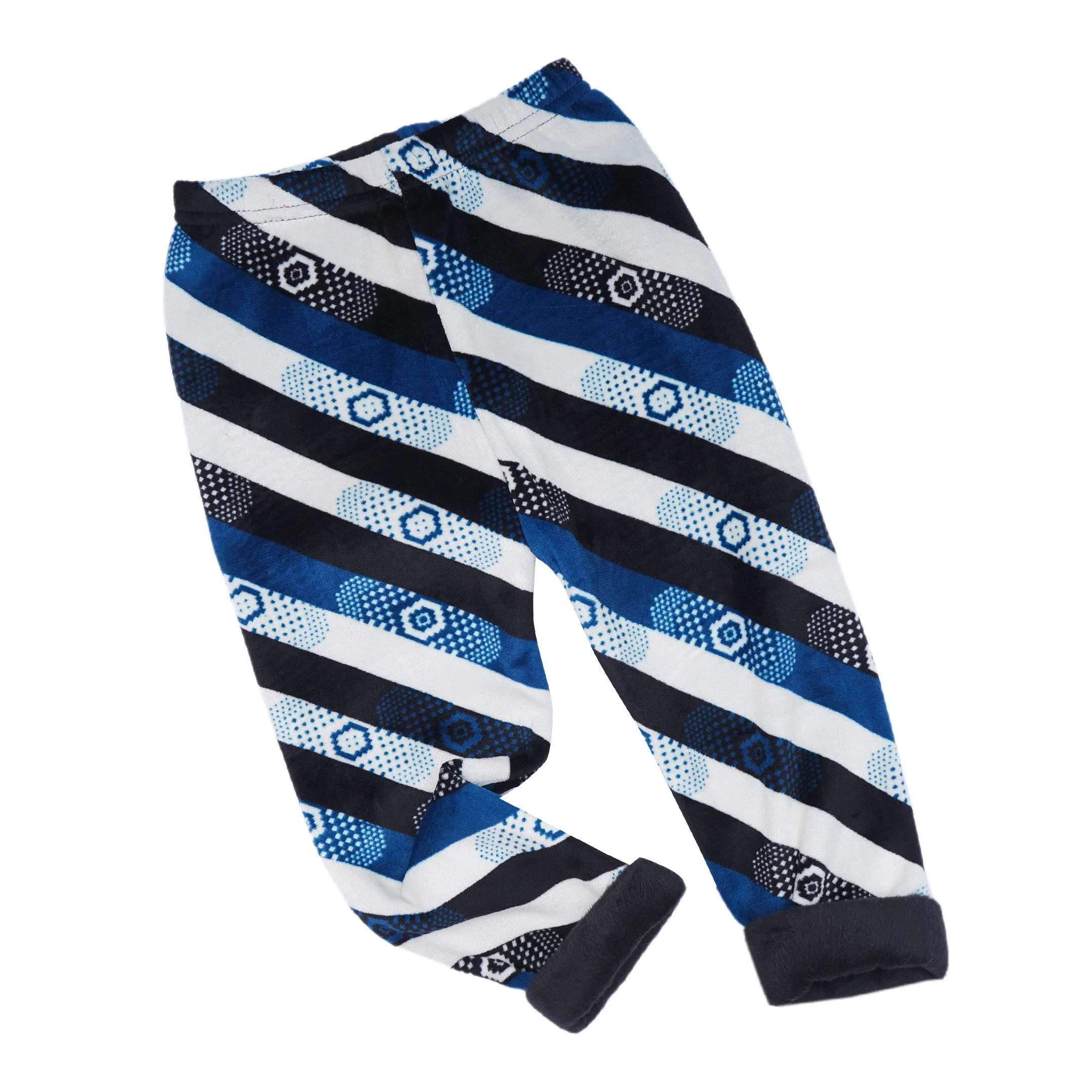 Kids Velvet Tights Blue & Black Stripes - Sunshine - Image 5