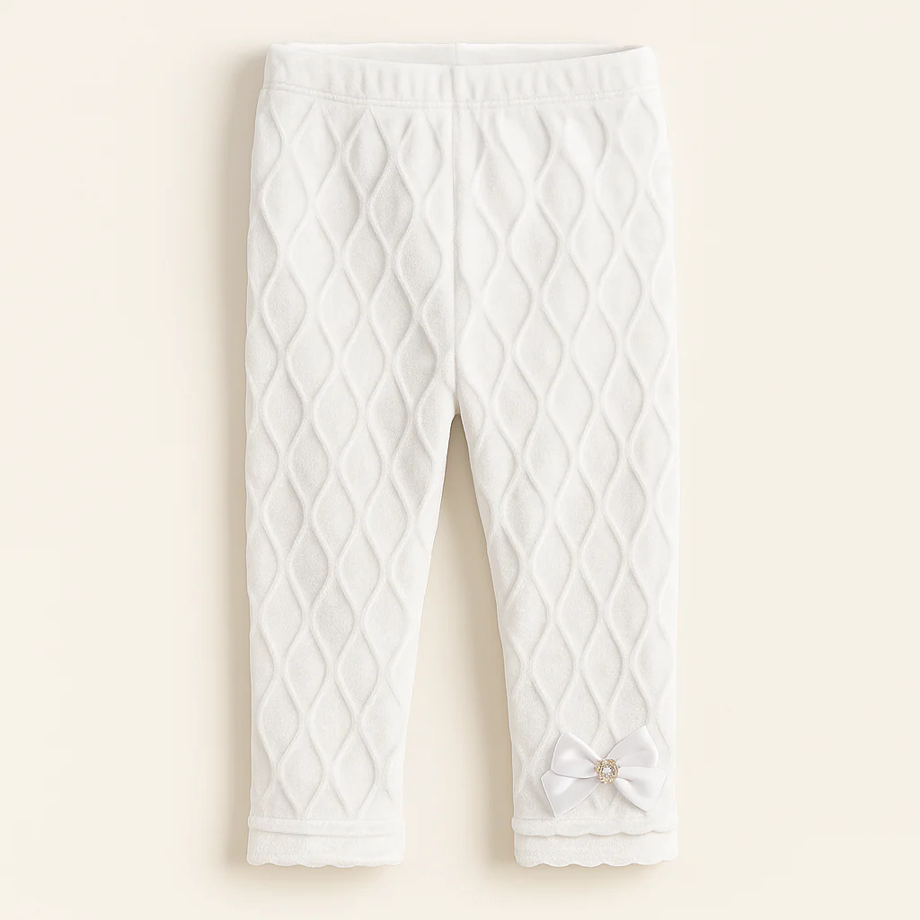 Kids Velvet Tights Bow White - Sunshine
