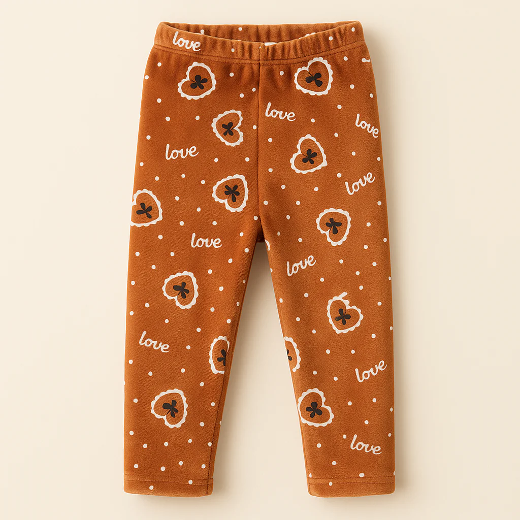 Kids Velvet Tights Brown Love - Sunshine