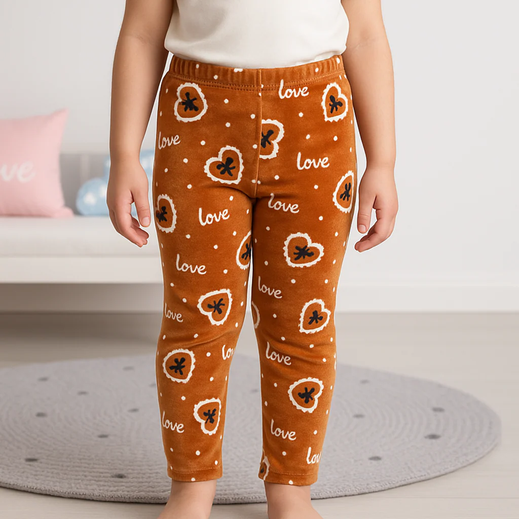 Kids Velvet Tights Brown Love - Sunshine - Image 2