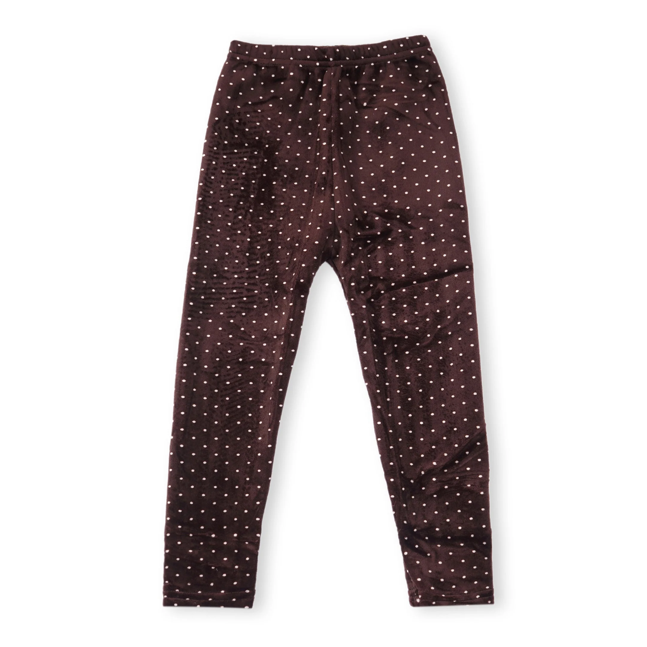 Kids Velvet Tights Dark Brown Polka Dots - Sunshine - Image 3