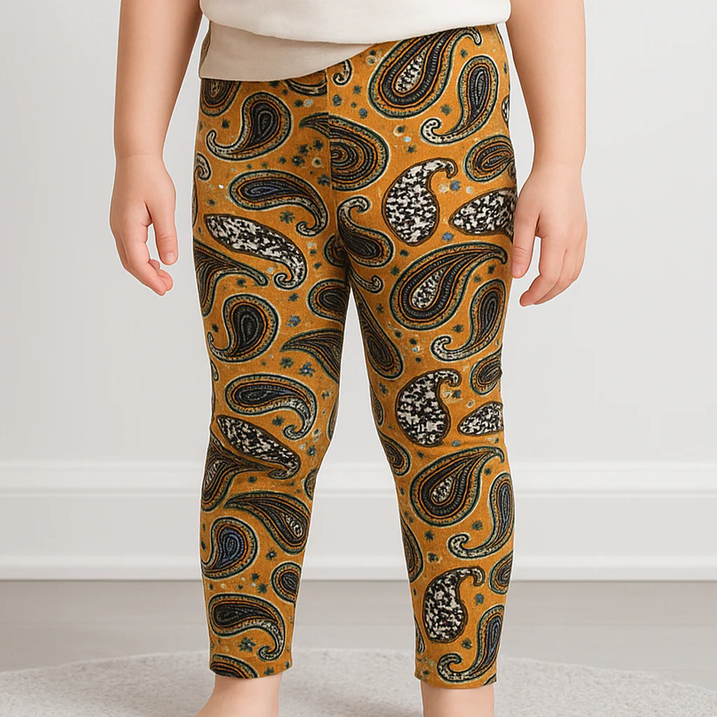 Kids Velvet Tights Embroidered Brown - Sunshine - Image 2
