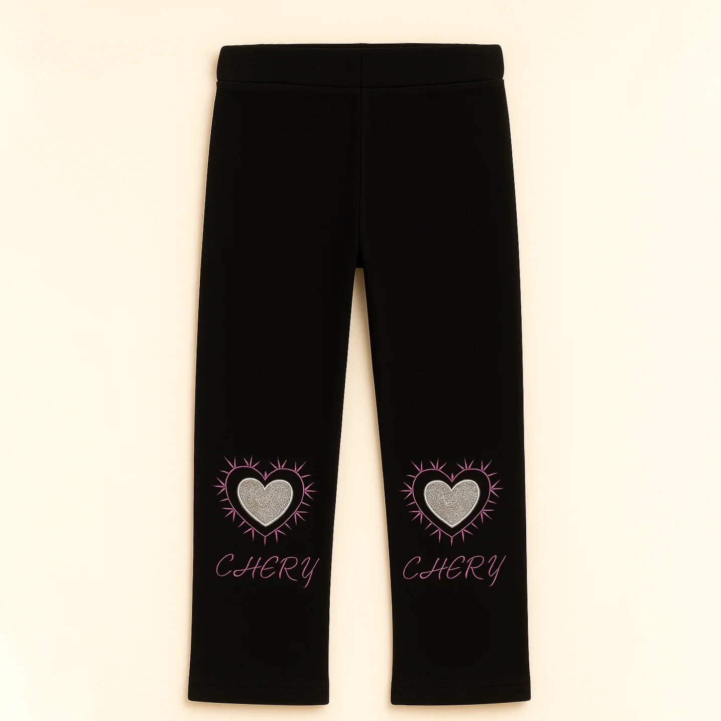 Kids Velvet Tights Heart Black - Sunshine